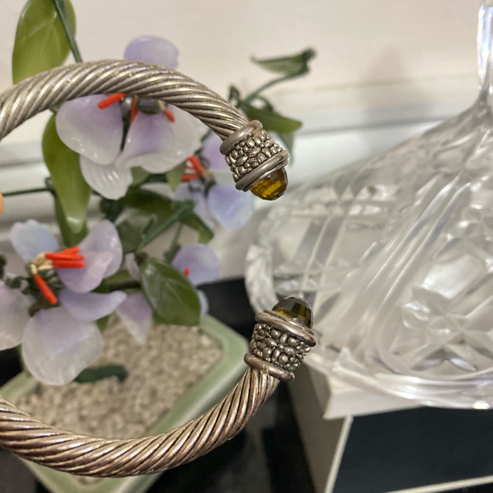 Vintage Silver Tone Twisted Cable Open Cuff Bangle - image 2